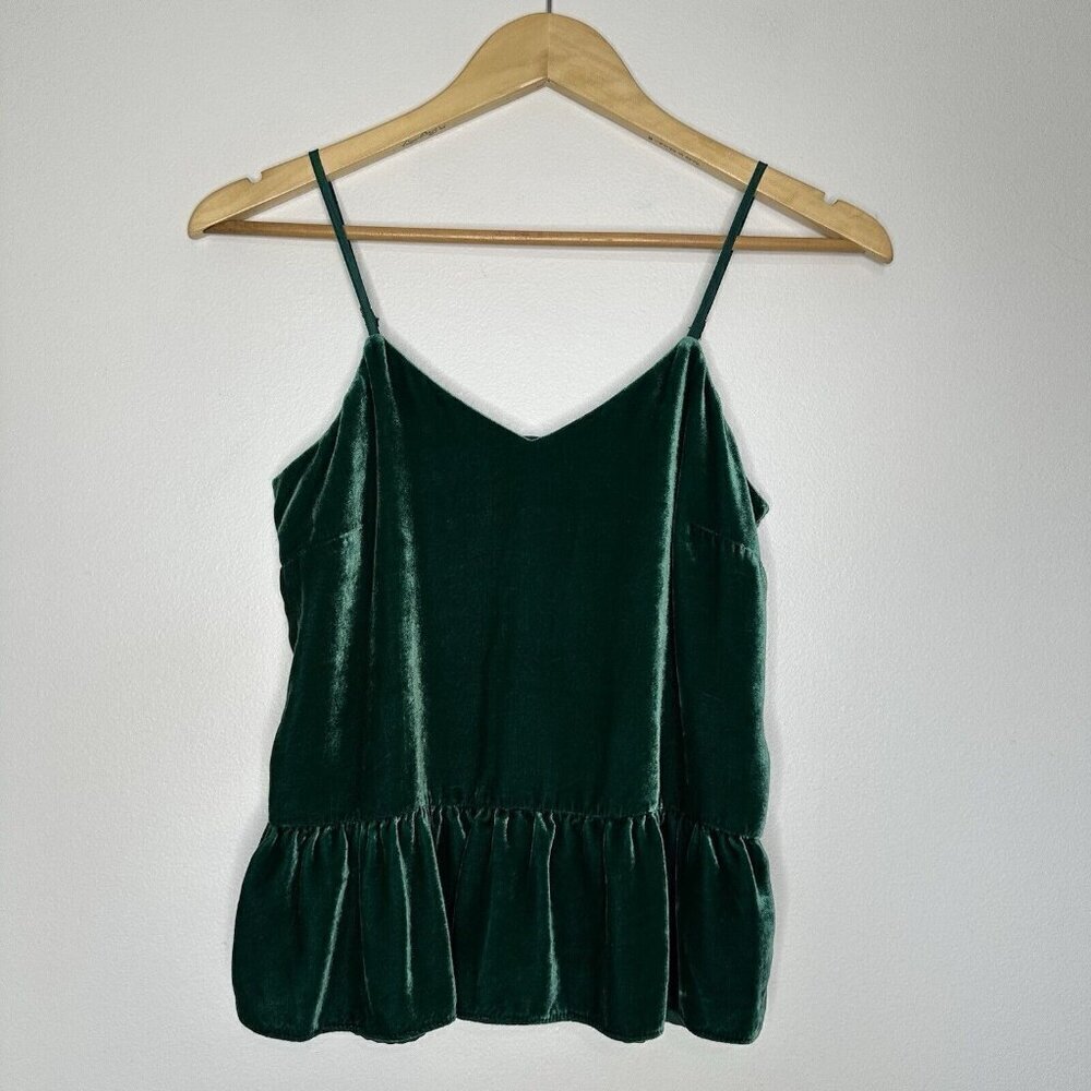 J Crew Green Velvet Cami Top Size‎ 0 Silk Blend